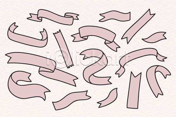 사람없음 EPS 일러스트 해외이미지 디자인 리본 분홍색 세트 아기자기 엘리먼트