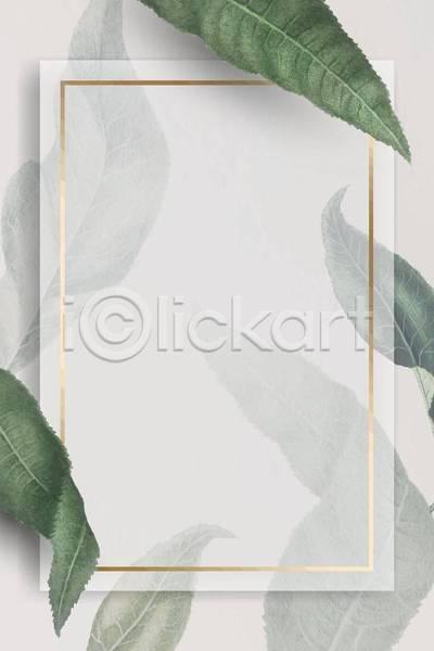 고급 사람없음 EPS 일러스트 해외이미지 보테니컬아트 사각프레임 잎 직사각형 초록색 회색