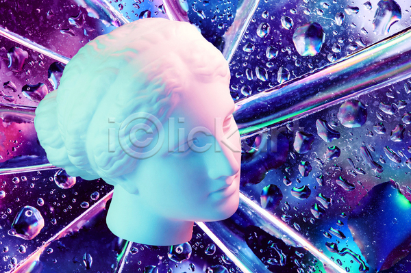 사람없음 JPG 포토 해외이미지 미술 빗방울 석고상 예술 우산 조각상 추상 컨셉 콜라주 파란색 팝아트