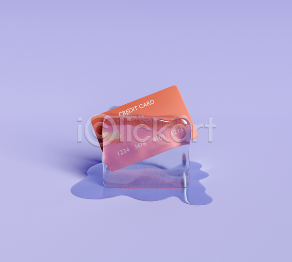 사람없음 3D JPG 디지털합성 포토 해외이미지 녹음(녹이기) 보라색 신용카드 얼음