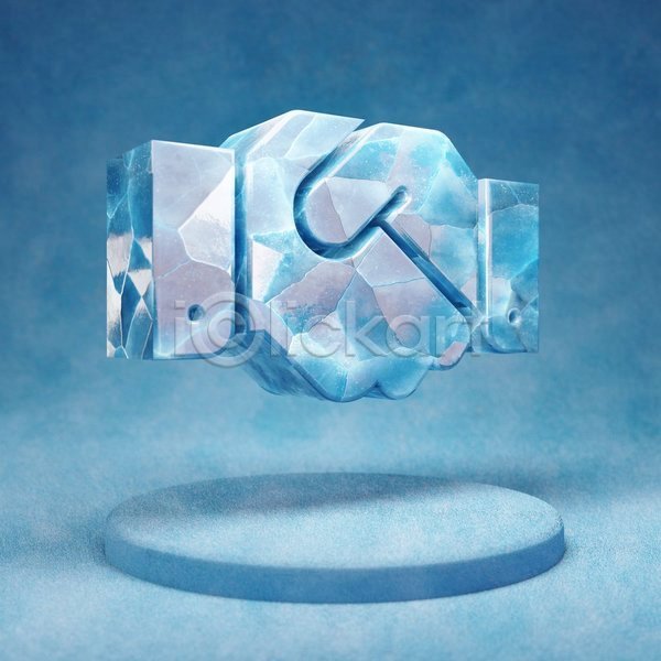 사람없음 3D JPG 입체 포토 해외이미지 손모양 악수 얼음 오브젝트 파란색