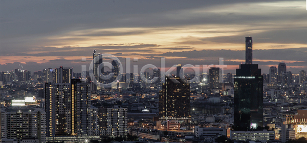 사람없음 JPG 포토 해외이미지 건물 구름(자연) 도시 도시풍경 방콕 야간 야경 야외 일몰 전경 하늘