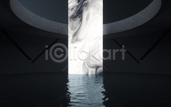 사람없음 3D JPG 포토 해외이미지 검은색 공간 내부 문 물 빛 틈 흰색