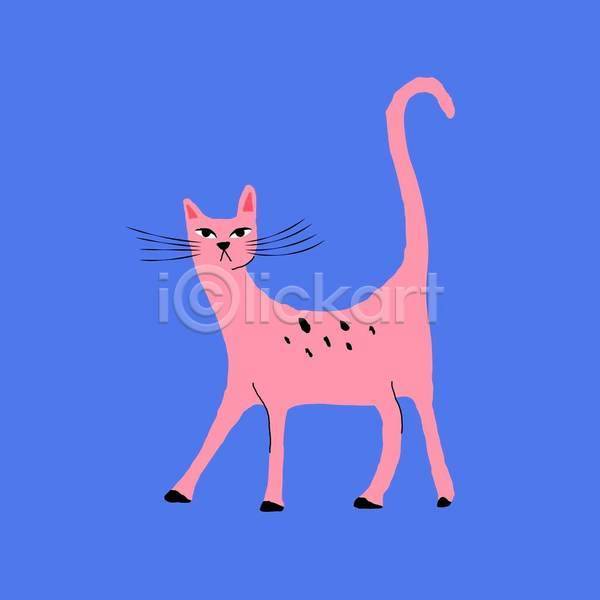 사람없음 EPS 일러스트 해외이미지 고양이 분홍색 추상 파란색