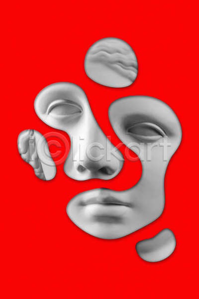 사람없음 JPG 포토 해외이미지 미술 빨간색 석고상 예술 조각상 추상 컨셉 콜라주 팝아트