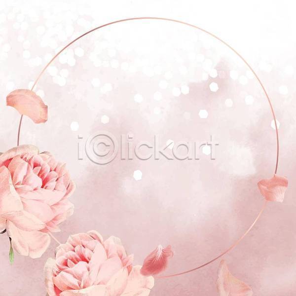 사람없음 EPS 일러스트 해외이미지 꽃 꽃잎 꽃프레임 분홍색 빛망울 원형 원형프레임