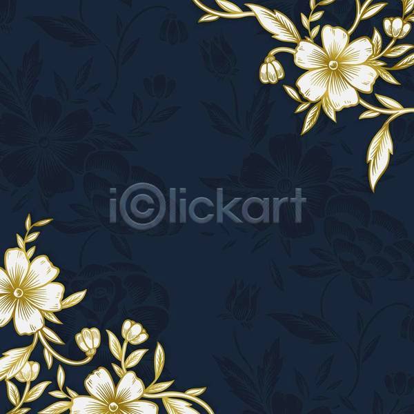 사람없음 EPS 일러스트 해외이미지 꽃 꽃무늬 남색 디자인 백그라운드 카피스페이스