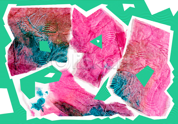 사람없음 JPG 포토 해외이미지 미술 백그라운드 분홍색 연두색 주름 추상 컨셉 콜라주 팝아트