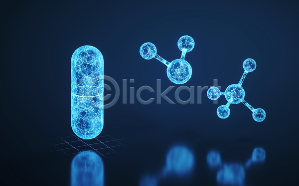 사람없음 3D JPG 해외이미지 분자구조모형 알약 의학 파란색