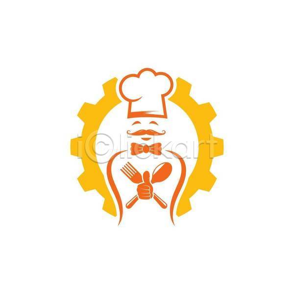 사람없음 EPS 아이콘 해외이미지 노란색 디자인 손모양 숟가락 식당 심볼 요리사 요리사모자 요식업 최고 콧수염 톱니바퀴 포크