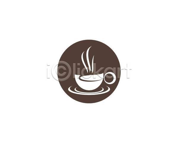 사람없음 EPS 일러스트 해외이미지 갈색 수증기 심볼 원형 커피 커피잔