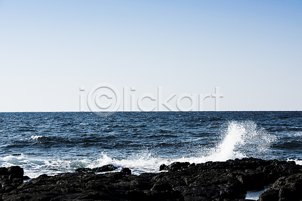 사람없음 JPG 포토 가을(계절) 바다 바위(돌) 수평선 애월해수욕장 야외 제주도 주간 파도 풍경(경치) 하늘