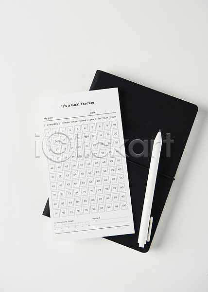 계획 목표 사람없음 JPG 포토 하이앵글 계획표 다이어리 새해 스튜디오촬영 실내 오브젝트 종이 펜 흰배경