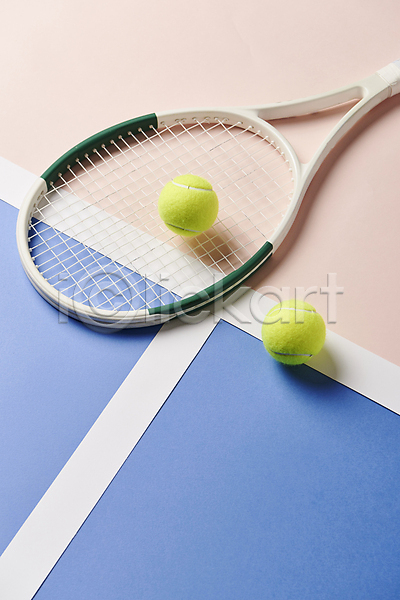 사람없음 JPG 포토 분홍색배경 스튜디오촬영 실내 오브젝트 테니스 테니스공 테니스라켓 테니스용품 테니스장 파란배경