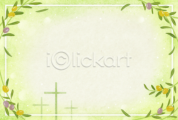 사람없음 PSD 일러스트 프레임일러스트 기독교 십자가 연두색 올리브 올리브나무 잎 프레임