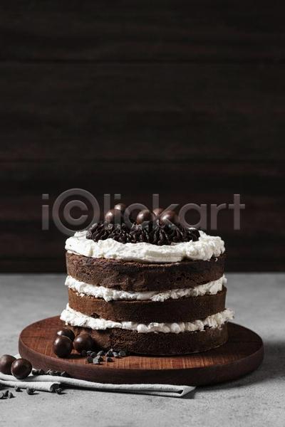 달콤 사람없음 JPG 포토 해외이미지 검은배경 디저트 백그라운드 초코케이크 초콜릿 케이크