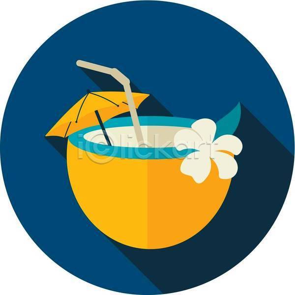 사람없음 EPS 아이콘 일러스트 해외이미지 남색 여름(계절) 코코넛 코코넛주스 파라솔 플루메리아