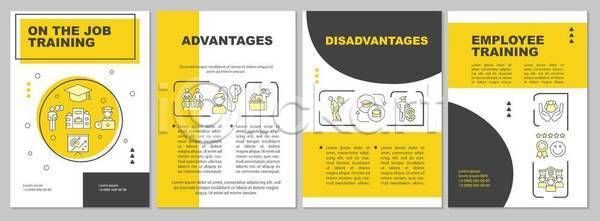 사람없음 EPS 일러스트 템플릿 해외이미지 검은색 노란색 도형 디자인 레이아웃 선 세트 심플 텍스트 포스터