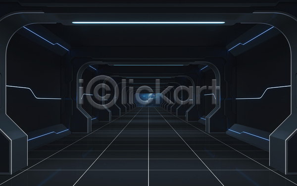 미래 사람없음 3D JPG 포토 해외이미지 검은색 공간 내부 빛 터널