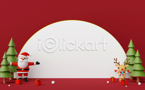 축하 사람없음 3D JPG 포토 해외이미지 겨울 나무 디자인 루돌프 백그라운드 빨간색 사슴 산타클로스 선물 순록 카피스페이스 크리스마스 팔벌리기