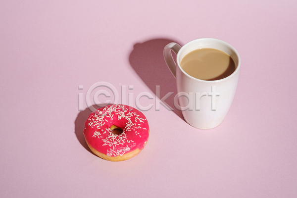 사람없음 JPG 포토 해외이미지 그림자 도넛 디저트 라떼 실내 커피