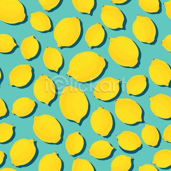 시원함 사람없음 EPS 일러스트 해외이미지 노란색 레몬 민트색 백그라운드 여름(계절) 패턴 패턴백그라운드