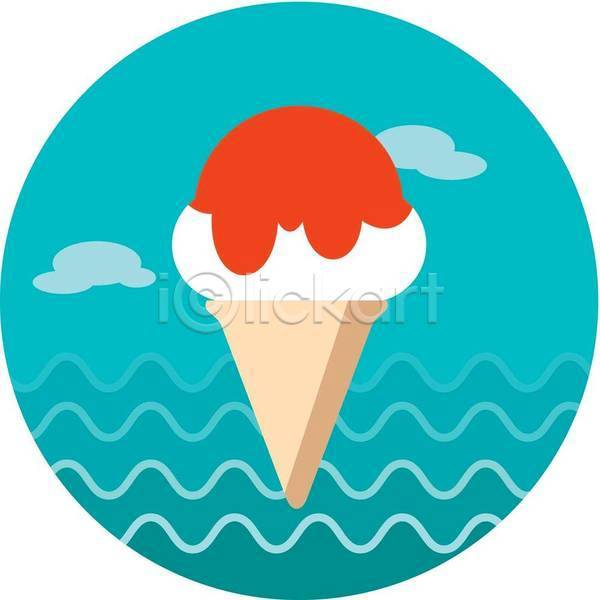 사람없음 EPS 아이콘 일러스트 해외이미지 아이스크림 여름(계절) 콘아이스크림 하늘색