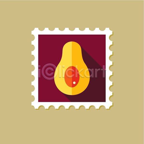 사람없음 EPS 일러스트 해외이미지 노란색 단면 버건디 아보카도 우표