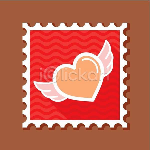 사랑 사람없음 EPS 일러스트 해외이미지 분홍색 빨간색 우표 하트