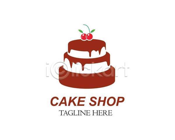 축하 사람없음 EPS 아이콘 해외이미지 갈색 디자인 빵집 심볼 체리 케이크