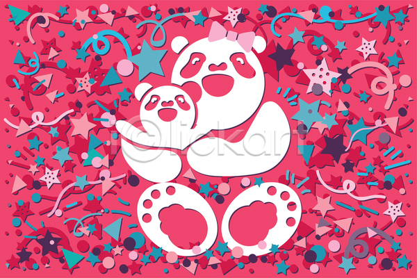 축하 행복 사람없음 JPG 포토 해외이미지 두마리 디자인 리본 백그라운드 별 분홍색 새끼 스타일 안기 키치 판다 포옹