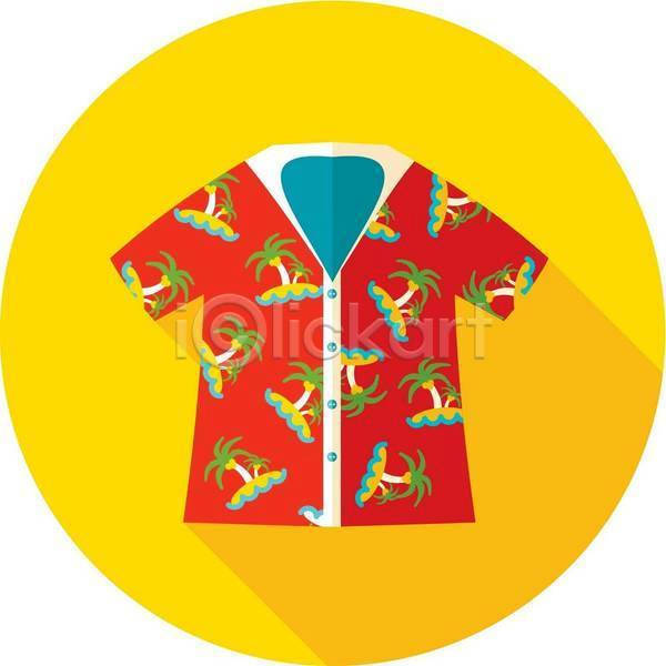 사람없음 EPS 아이콘 일러스트 해외이미지 꽃무늬셔츠 노란색 셔츠 여름(계절) 하와이안
