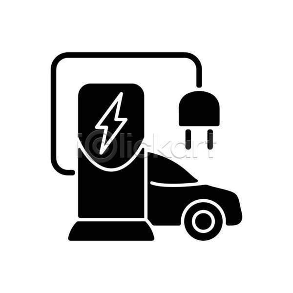사람없음 EPS 일러스트 해외이미지 검은색 심볼 전기에너지 전기자동차 전기충전 충전기 플러그