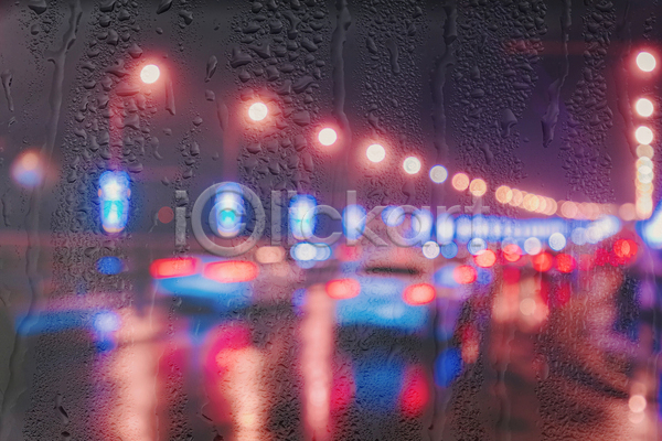 사람없음 JPG 포토 해외이미지 도로 물방울 보케 비(날씨) 빗방울 야간 야외 자동차 풍경(경치)