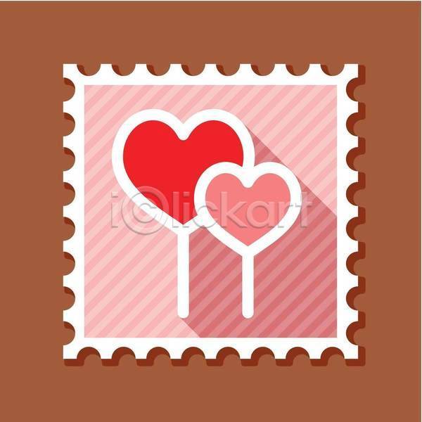 달콤 사람없음 EPS 일러스트 해외이미지 막대사탕 발렌타인데이 분홍색 우표 하트