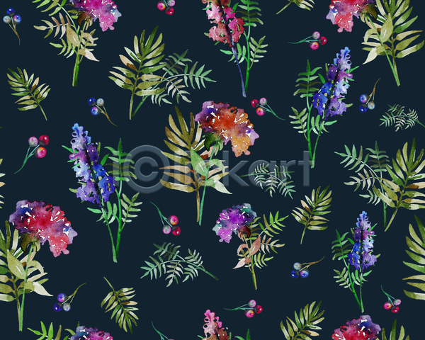사람없음 JPG 포토 해외이미지 꽃 디자인 백그라운드 수채화(물감) 열매 잎 패턴 패턴백그라운드