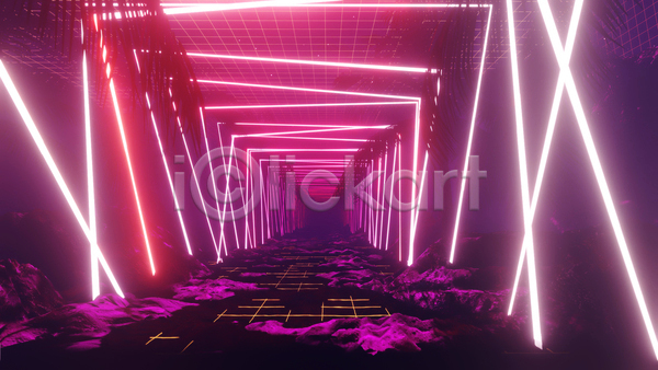 미래 화려 사람없음 3D 디지털합성 포토 해외이미지 공간 네온 디지털 백그라운드 분홍색 빛 사이버 사이버펑크 펑크