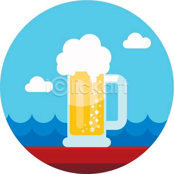 사람없음 EPS 아이콘 일러스트 해외이미지 맥주 맥주잔 바다 생맥주 여름(계절) 하늘색