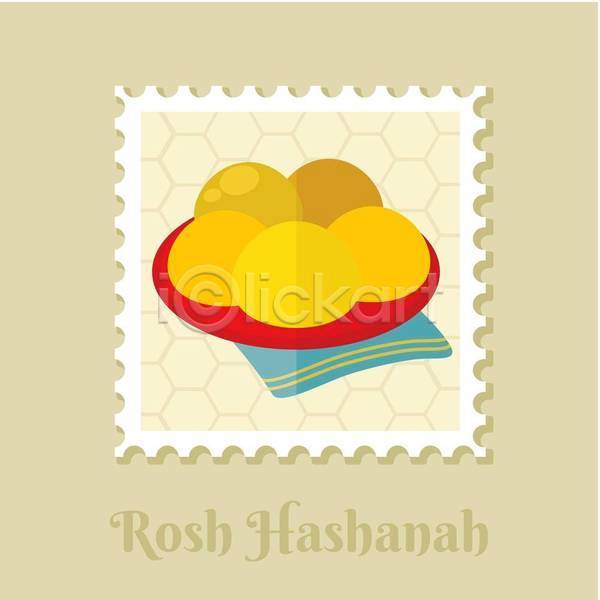 사람없음 EPS 일러스트 해외이미지 노란색 도넛 디저트 우표 유대교