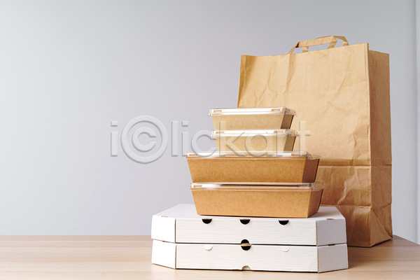 사람없음 JPG 포토 해외이미지 갈색 쇼핑백 종이상자 친환경 테이크아웃 패키지 포장용기