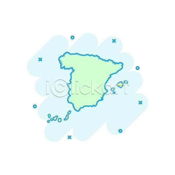 사람없음 EPS 아이콘 일러스트 해외이미지 나라 민트색 스페인 지도