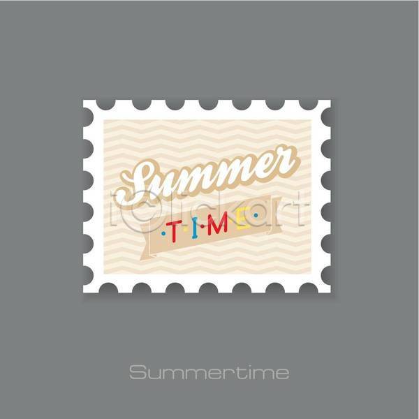 사람없음 EPS 일러스트 해외이미지 레터링 리본 베이지색 여름(계절) 영어 우표