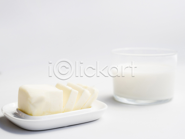 사람없음 JPG 포토 해외이미지 버터 슬라이스 식재료 실내 우유 흰배경