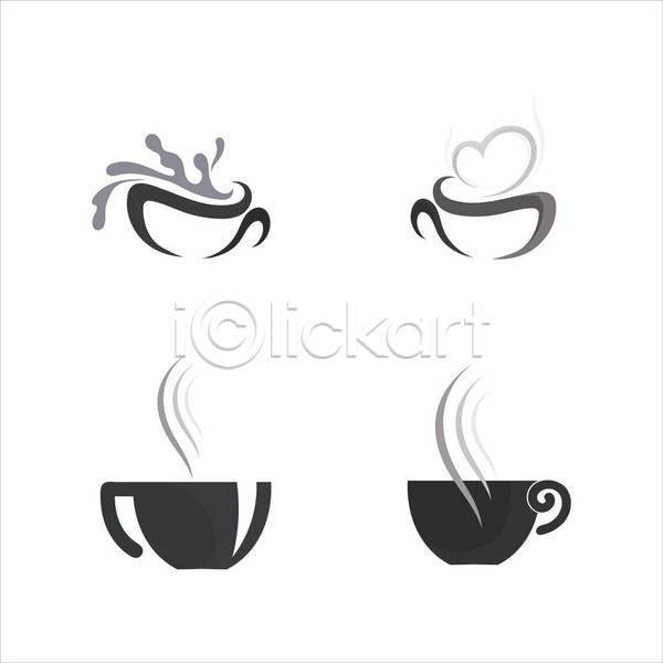 사람없음 EPS 일러스트 해외이미지 검은색 디자인 심볼 연기 커피 커피잔