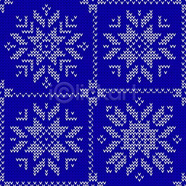 따뜻함 사람없음 EPS 일러스트 해외이미지 눈꽃무늬 눈송이 다양 디자인 뜨개질 백그라운드 직물 질감 파란색 패턴