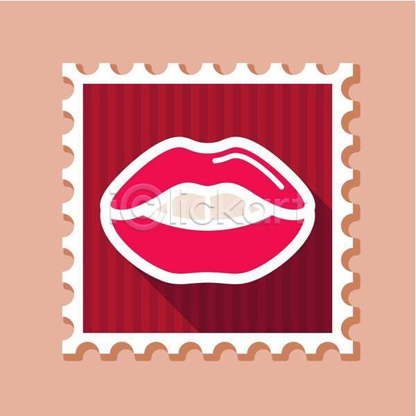 사람없음 EPS 일러스트 해외이미지 디자인 립(입술) 우표 입술 치아