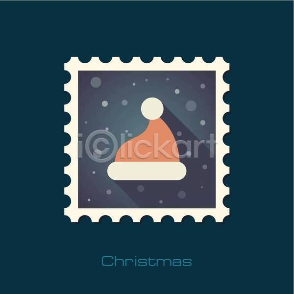사람없음 EPS 아이콘 일러스트 해외이미지 디자인 산타모자 우표 크리스마스