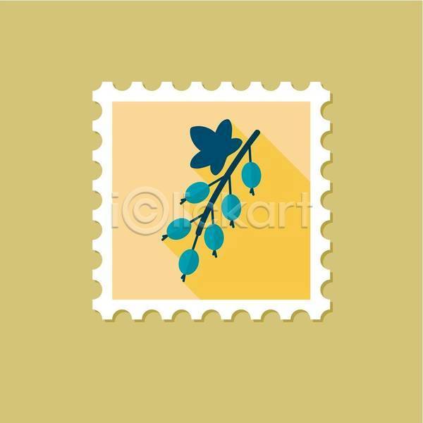 사람없음 EPS 일러스트 해외이미지 과일 나뭇가지 디자인 우표 잎 커런트