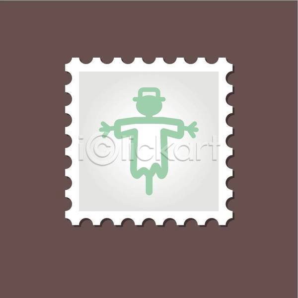 사람없음 EPS 아이콘 일러스트 해외이미지 디자인 우표 허수아비