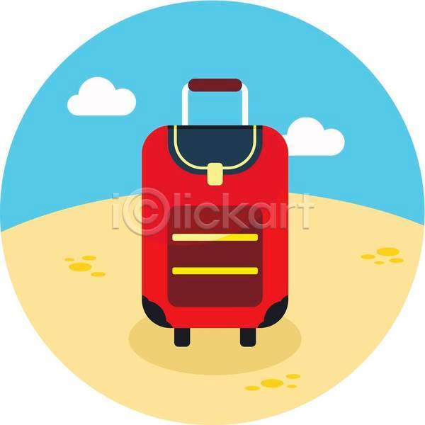 사람없음 EPS 아이콘 일러스트 해외이미지 구름(자연) 모래사장 여름(계절) 캐리어